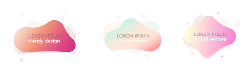 Wall Mural - set of trendy colorful and glowy fluid shapes. vector geometric template liquid form elements in dif