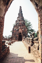 Wall Mural - Old temple ,on 04 June 2019 ,AYUTTHAYA, THAILAND many Tourists from around the world in wat chaiwattanaram, Thailand grand palace. Ayutthaya Thailand. Ayutthaya famous sightseeing place