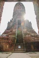 Wall Mural - Old temple ,on 04 June 2019 ,AYUTTHAYA, THAILAND many Tourists from around the world in wat chaiwattanaram, Thailand grand palace. Ayutthaya Thailand. Ayutthaya famous sightseeing place