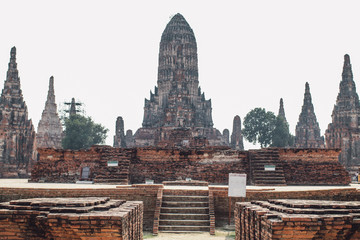 Wall Mural - Old temple ,on 04 June 2019 ,AYUTTHAYA, THAILAND many Tourists from around the world in wat chaiwattanaram, Thailand grand palace. Ayutthaya Thailand. Ayutthaya famous sightseeing place