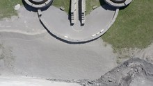 An Aerial Top-down View Of The Coldstones Cut Public Artwork Near Pateley Bridge. Direct Overhead Shot From Asphalt Quarry To Coldstones Cut.