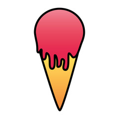 Sticker - sweet ice cream on white background