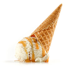 Vanilla Ice Cream And Waffle Cone