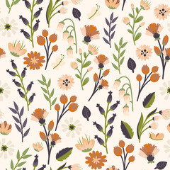 seamless pattern with simple flowers