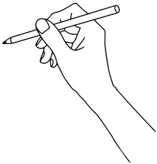 Hand with a pen. Hand drawn vector illustration. 