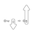 © Emrah_Avci - Vector icon concept of arrow with key into keyhole and down and up.