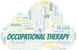 Occupational Therapy word cloud. Wordcloud made with text only.