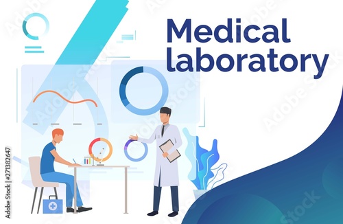 Laboratory Workers Working With Medical Data Vector Illustration