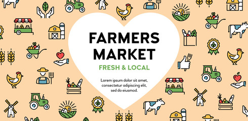 Wall Mural - Vector Farmers Market Icon Logo Banner