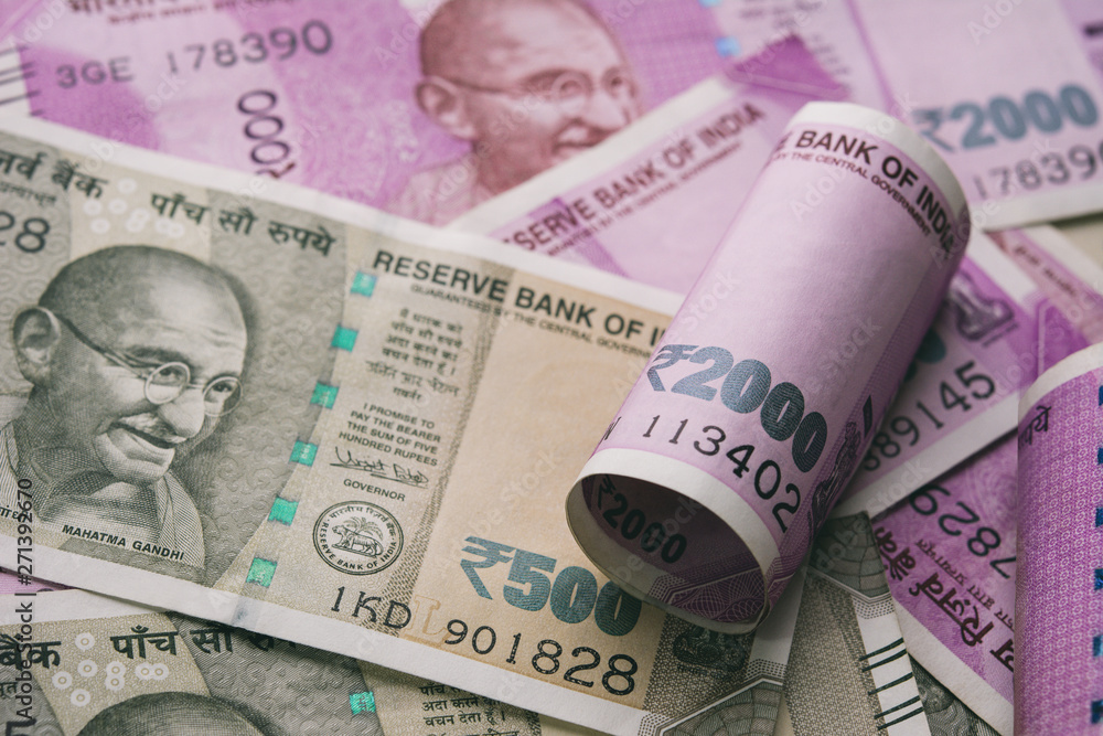 Close up shot of Indian rupee banknotes Stock Photo | Adobe Stock