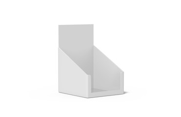 Wall Mural - Cardboard display stand recyclable pretty darn quick supermarket shelve mock up template on isolated white background, 3d illustration