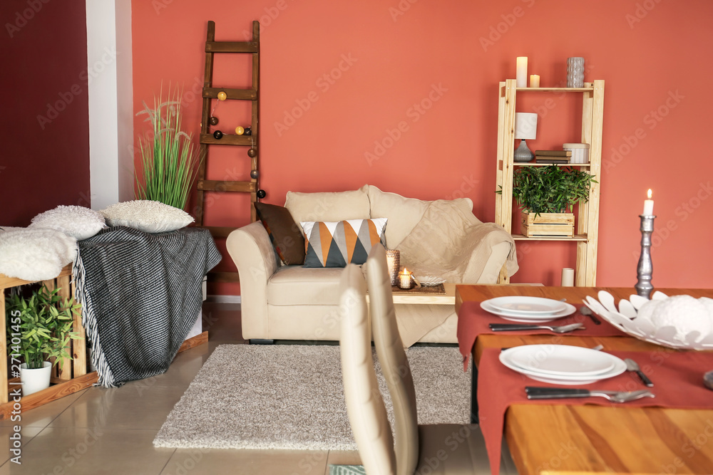 Stylish interior of dining room