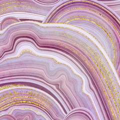 Fototapeta abstract background, fake stone texture, agate with pink and gold veins, painted artificial marbled surface, fashion marbling illustration