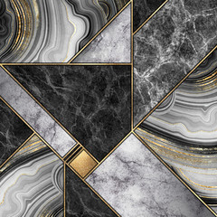 Wall Mural - abstract background, modern mosaic tiles, creative textures of marble granite agate and gold, artist