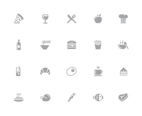 Wall Mural - Food Icons - Set 1 of 2 // 32 pixels Icons White Series - Vector icons designed to work in a 32 pixel grid.