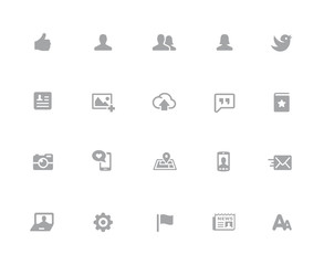 Wall Mural - social web icons // 32 pixels icons white series - vector icons designed to work in a 32 pixel grid.