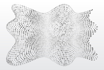 Abstract binary wave. Digital flow computer code on the white background. Data transfer vector concept.