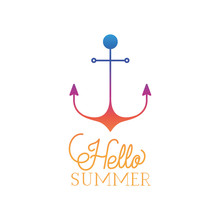 Hello Summer Label With Colorful Image