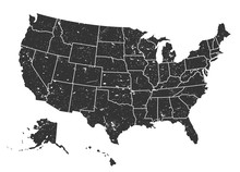 United States Of America Map . Grunge Style . Vector