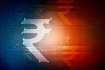 Poster - Rupee currency . 2D rendering illustration