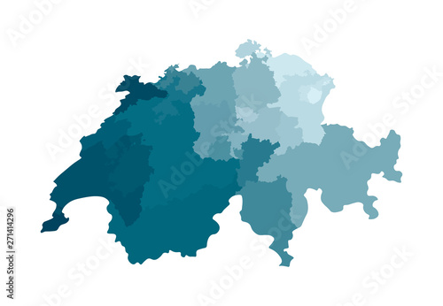Fotomural Vector isolated illustration of simplified administrative map of Switzerland