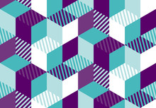 Hexagon Geometry Blue Color Seamless Pattern. .