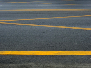 Sticker - asphalt road with yellow line texture