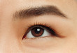 © master1305 - Korean young woman's close up portrait. Female model's brown eye and brow. Concept of human emotions, facial expression, beauty, self-care, cosmetics, spa. Front view.