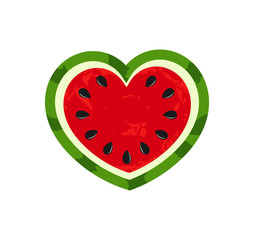 Wall Mural - watermelon heart summer fruit icon.