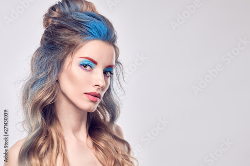 Beauty Fashion Woman Portrait Sensual Blonde With Art Paint