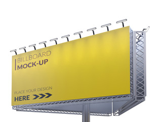 Wall Mural - 3D rendering of blank billboard (empty advertisement) isolated on white. Empty mockup template