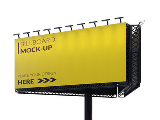 Wall Mural - 3D rendering of blank billboard (empty advertisement) isolated on white. Empty mockup template
