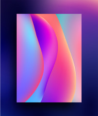 Poster - Holographic liquid colorful gradient shapes abstract background. Template for modern poster or flyer or cover for presentation. Vector illustration.