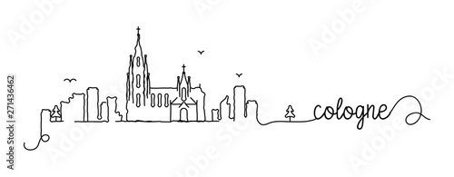 Fotomural Cologne City Skyline Doodle Sign