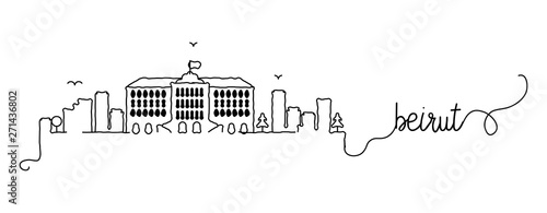 Cuadros en Lienzo Beirut City Skyline Doodle Sign