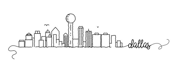 Sticker - Dallas City Skyline Doodle Sign