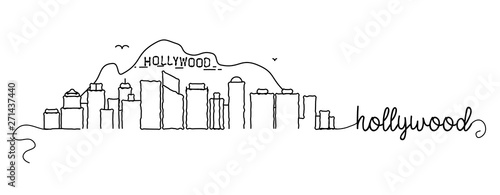 Leinwand Poster  Hollywood City Skyline Doodle Sign