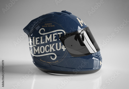 Motorcycle Helmet Isolated On Grey Mockup Stock Template Adobe Stock