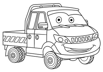 Wall Mural - coloring page with delivery truck cargo van