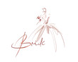 Young beautiful bride in dress. Hand-drawn fashion illustration. Sketch, vector