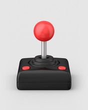 Retro Joystick On A Light Grey Background. 3d Render. Angled View. Isolated Objects Series.