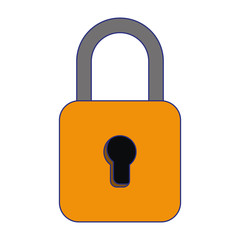 Canvas Print - yellow padlock icon cartoon isolated blue lines