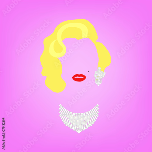 portrait fashion woman minimalist, fashion blonde woman with precious jewels, pe Fototapeta
