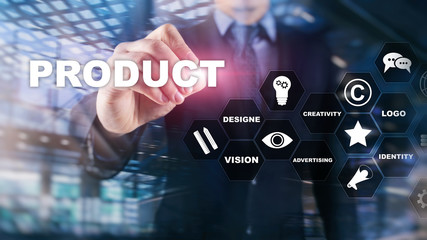 Wall Mural - Business Product Promotion Design Concept. Double exposure background.