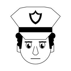 Sticker - policeman face avatar cartoon character in black and white