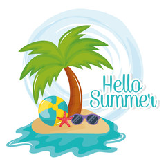 Canvas Print - hello summer poster with holiday icons