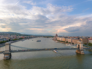 Wall Mural - Aerial Danube panorama with a view of Hungarian Parliament building in central Budapest