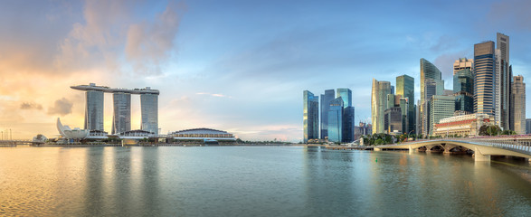 Wall Mural - Business district and Marina bay in Singapore