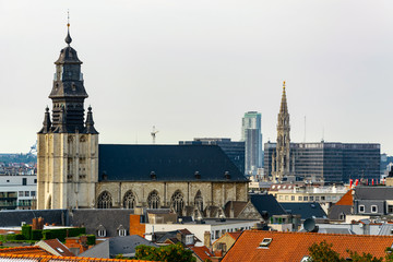 Wall Mural - Aerial view of church of notre dame de la chapelle in Brussels, Belgium