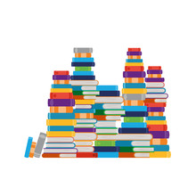 Stack Of Books On White Background Isolated Icon